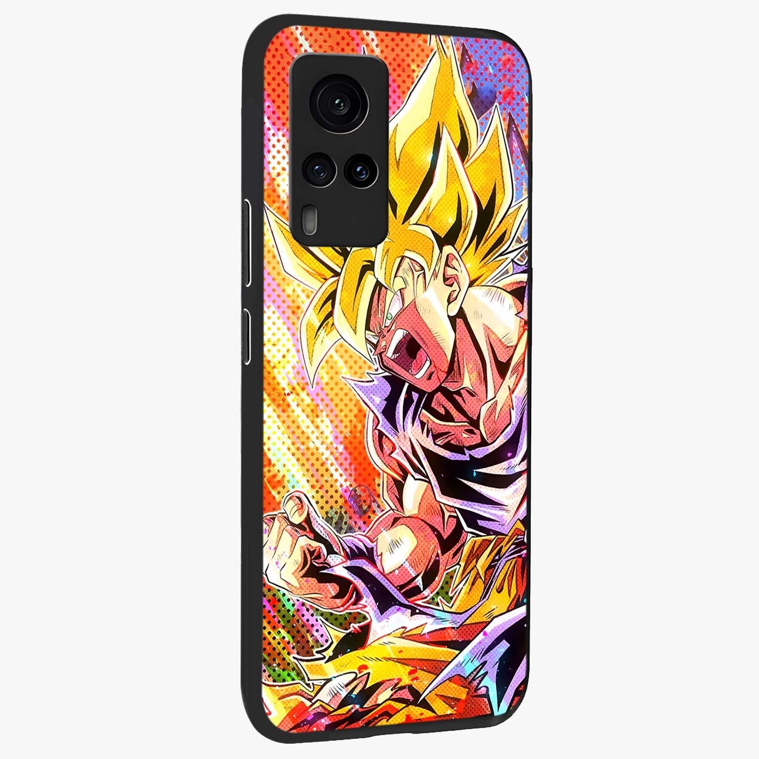 Firing Goku Glass Case upright view showcasing energetic anime artwork with bold warrior theme.