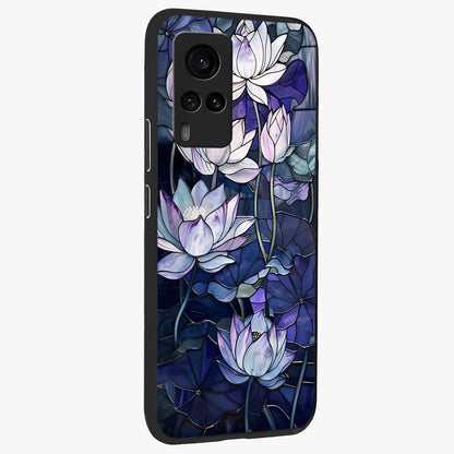 Gloss Petal Rush Glass Case upright view showcasing dynamic floral petal artwork with modern botanical theme.