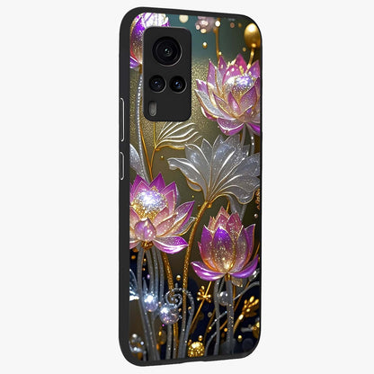 Golden Floral Majesty Glass Case upright view showcasing majestic floral artwork with rich decorative theme.
