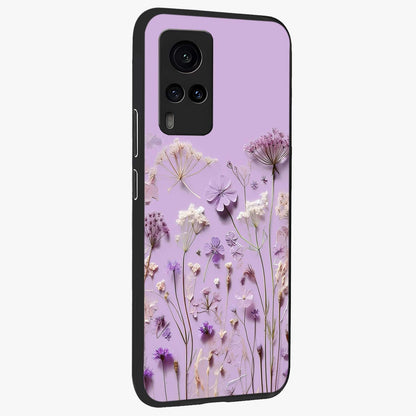 Lavender Blossom Dream Glass Case upright view showcasing delicate lavender blossom artwork with peaceful floral theme.
