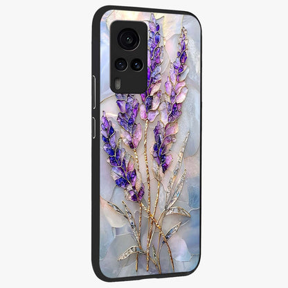Lavender Dream Glow Glass Case upright view showcasing radiant lavender glow artwork with calming dreamy theme.
