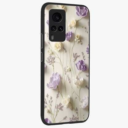 Lilac Breeze Harmony Glass Case upright view showcasing delicate lilac artwork with peaceful floral theme.