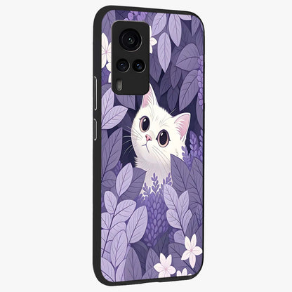 Lilac Hide Peek Cat Glass Case upright view showcasing charming cat artwork with adorable peek theme.