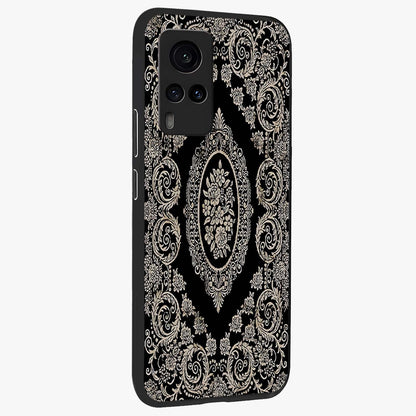 Noir Bloom Elegance Glass Case upright view showcasing graceful floral artwork with luxurious dark theme.