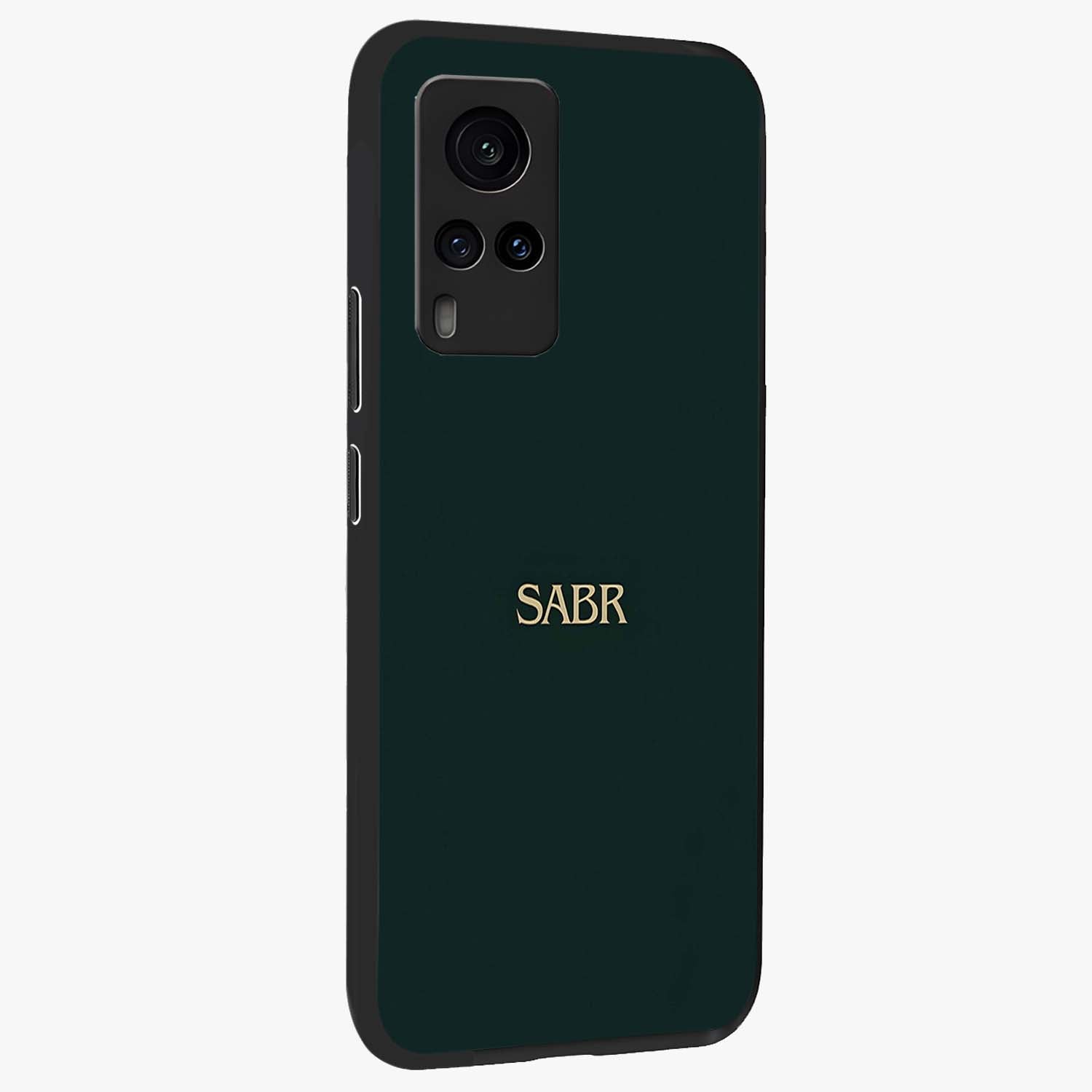 Sabr Minimal Patience Glass Case upright view showcasing calm minimalist artwork with motivational patience theme.