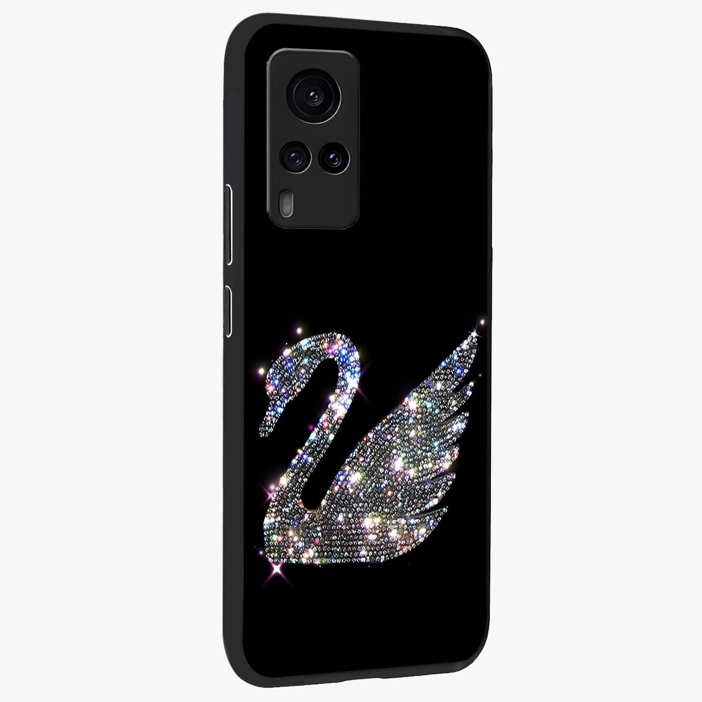 Starlit Swan Grace Glass Case upright view showcasing beautiful swan artwork with peaceful night themed design.