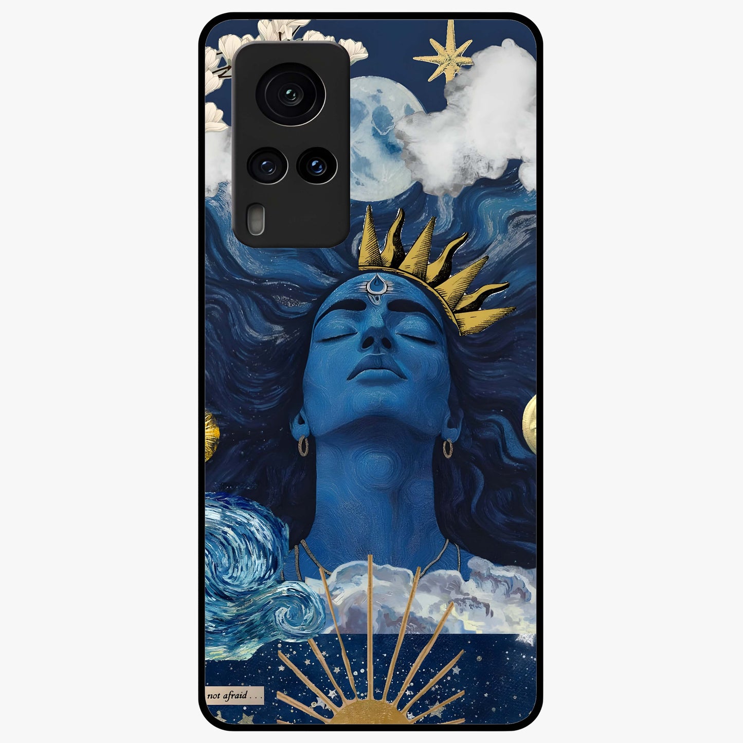 Aesthetic Lord Shiva Glass Case showing flat back view with divine Shiva artwork and glossy glass finish.
