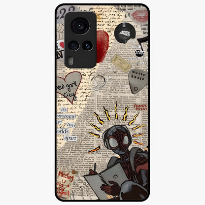 City Dream Sketch Glass Case showing flat back view with artistic city skyline sketch artwork and glossy glass finish.