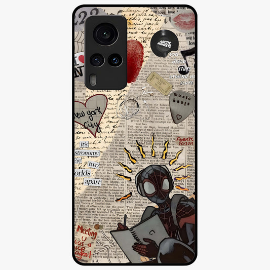 City Dream Sketch Glass Case showing flat back view with artistic city skyline sketch artwork and glossy glass finish.