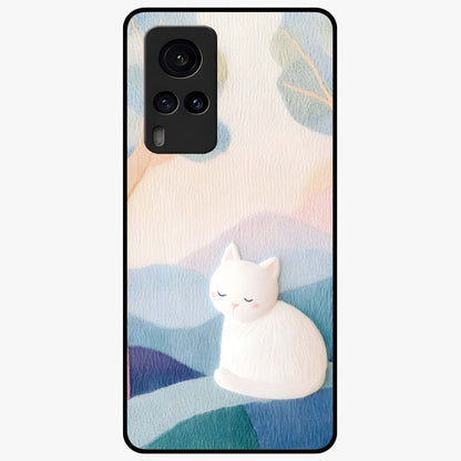 Cotton Dream Cat Glass Case showing flat back view with soft dreamy cat artwork and glossy glass finish.