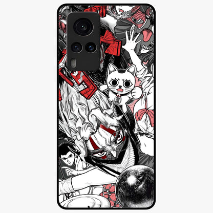 Crimson Chaos Panel Glass Case showing flat back view with bold crimson abstract artwork and glossy glass finish.