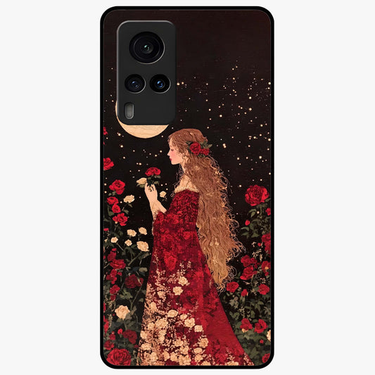 Crimson Dreams Glass Case showing flat back view with dreamy crimson artwork and glossy glass finish.
