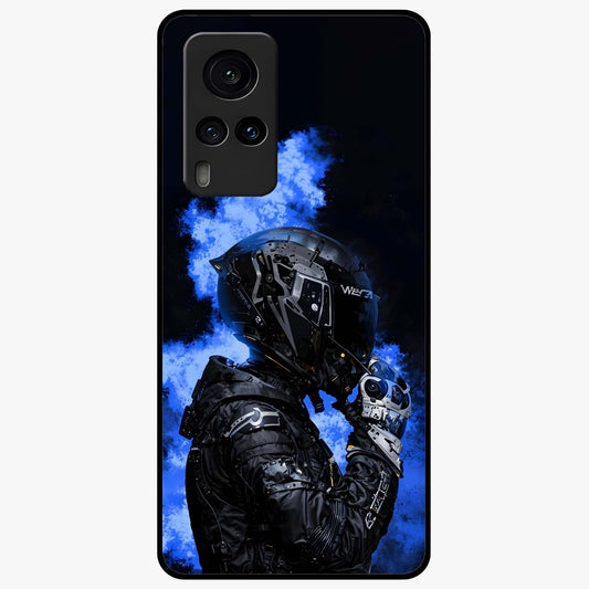 Cyber Sentinel Protocol Glass Case showing flat back view with futuristic cyber themed artwork and glossy glass finish.