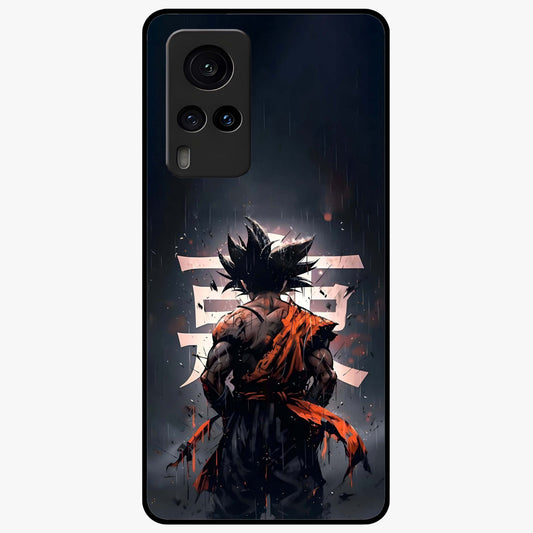 Dark Warrior In Rain Glass Case showing flat back view with warrior artwork in rainy atmosphere and glossy glass finish.