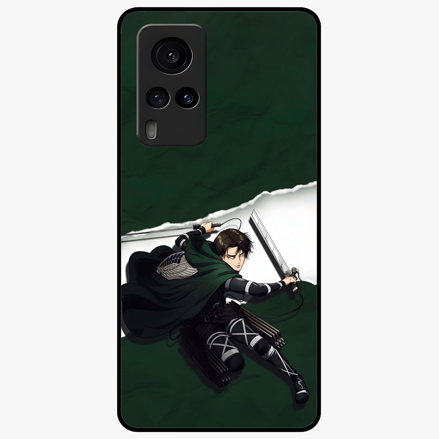 Emerald War Vanguard Glass Case showing flat back view with powerful warrior themed artwork and glossy glass finish.