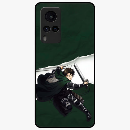 Emerald War Vanguard Glass Case showing flat back view with powerful warrior themed artwork and glossy glass finish.