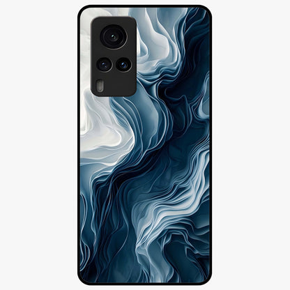 Ethereal Paper Marble Glass Case showing flat back view with soft marble paper texture artwork and glossy glass finish.