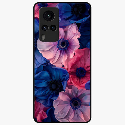 Flower Paper Art Pattern Glass Case showing flat back view with paper cut style floral artwork and glossy glass finish.