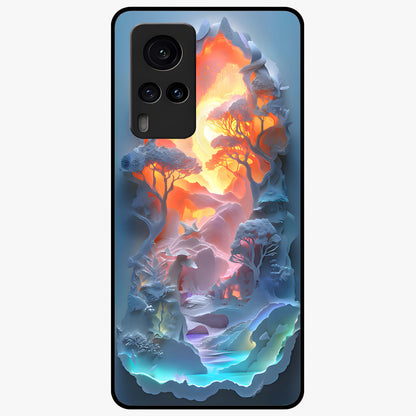 Glow Forest Portal Glass Case showing flat back view with glowing forest portal artwork and glossy glass finish.