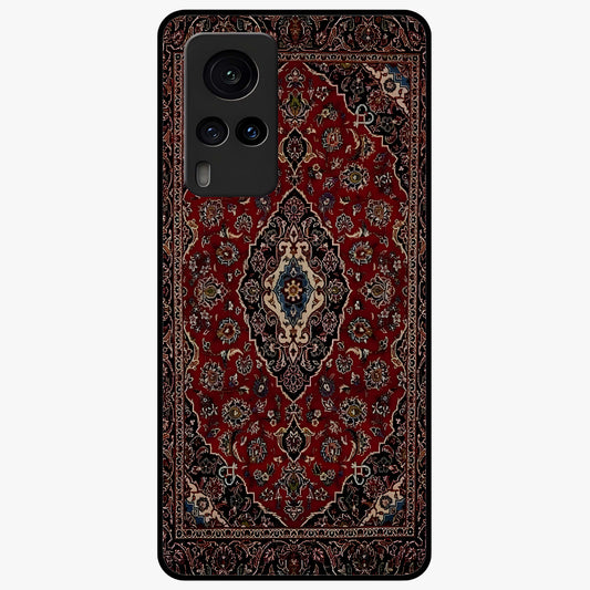 Heritage Carpet Royale Glass Case showing flat back view with ornate Persian carpet inspired pattern and glossy glass finish.