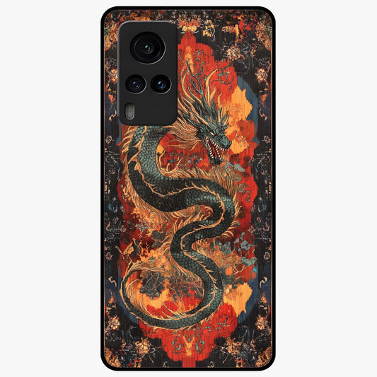 Inferno Dragon Soul Glass Case showing flat back view with fiery dragon artwork and glossy glass finish.