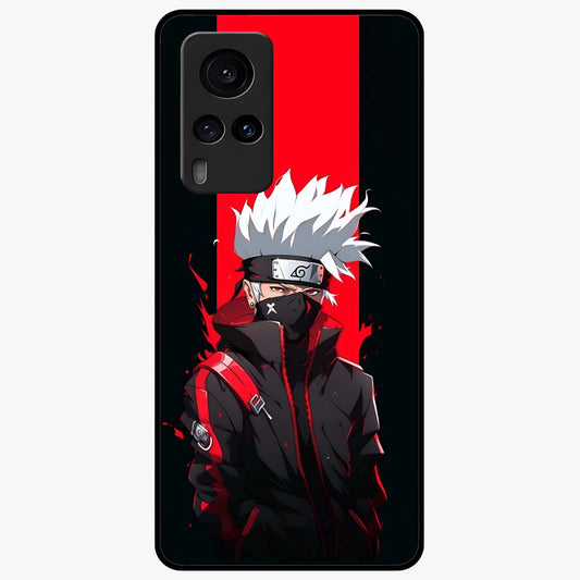 Kakashi Scarlet Shadow Glass Case showing flat back view with powerful anime ninja artwork and glossy glass finish.