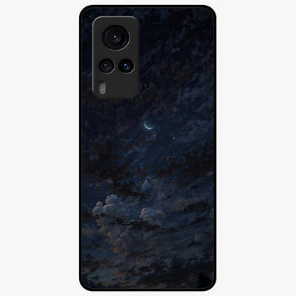 Lunar Veil Silence Glass Case showing flat back view with mystical moon veil artwork and glossy glass finish.