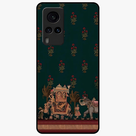 Macmerise Glass Case showing flat back view with stylish modern artwork and glossy glass finish.