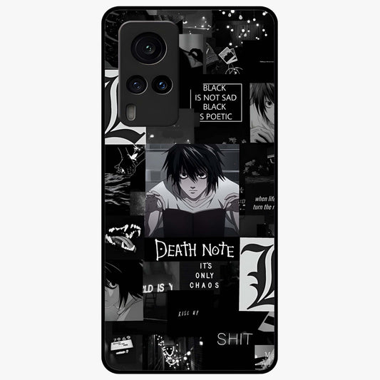 Midnight Chaos Mind Glass Case showing flat back view with abstract dark themed artwork and glossy glass finish.