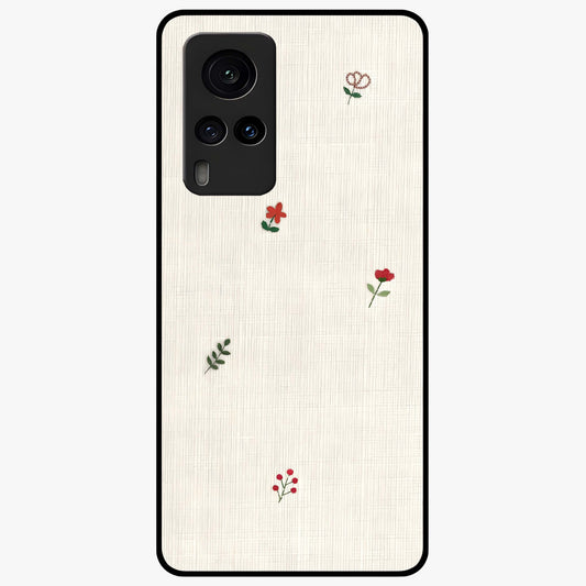 Minimal Petal Whispers Glass Case showing flat back view with soft minimal floral artwork and glossy glass finish.