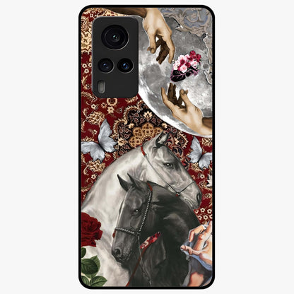 Moonlit Royal Stallion Glass Case showing flat back view with majestic horse under moonlight artwork and glossy glass finish.