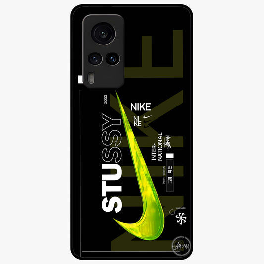 Neon Street Edition Glass Case showing flat back view with neon street style artwork and glossy glass finish.