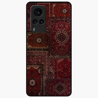 Persian Velvet Tale Glass Case showing flat back view with luxurious Persian velvet pattern artwork and glossy glass finish.