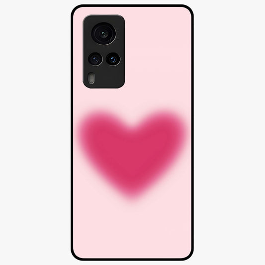 Pink Aura Heart Glass Case showing flat back view with glowing heart artwork and glossy glass finish.