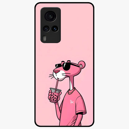 Pink Panther Glass Case showing flat back view with iconic pink panther artwork and glossy glass finish.