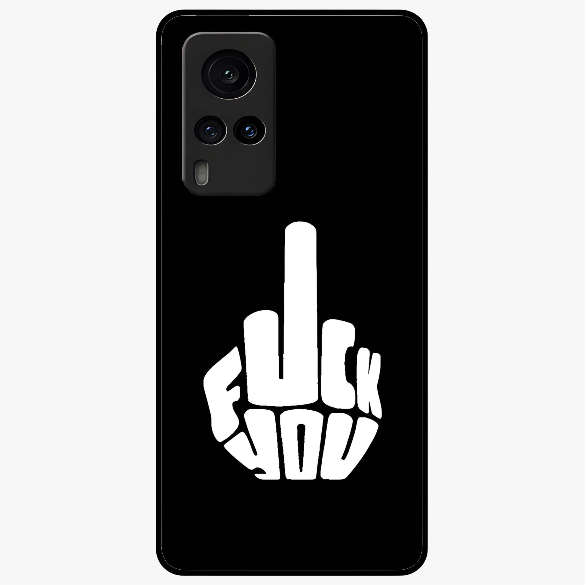 Rebel Mode On Glass Case showing flat back view with bold rebellious typography artwork and glossy glass finish.