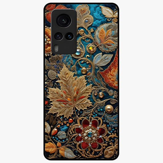 Royal Jewel Garden Glass Case showing flat back view with decorative floral garden artwork and glossy glass finish.