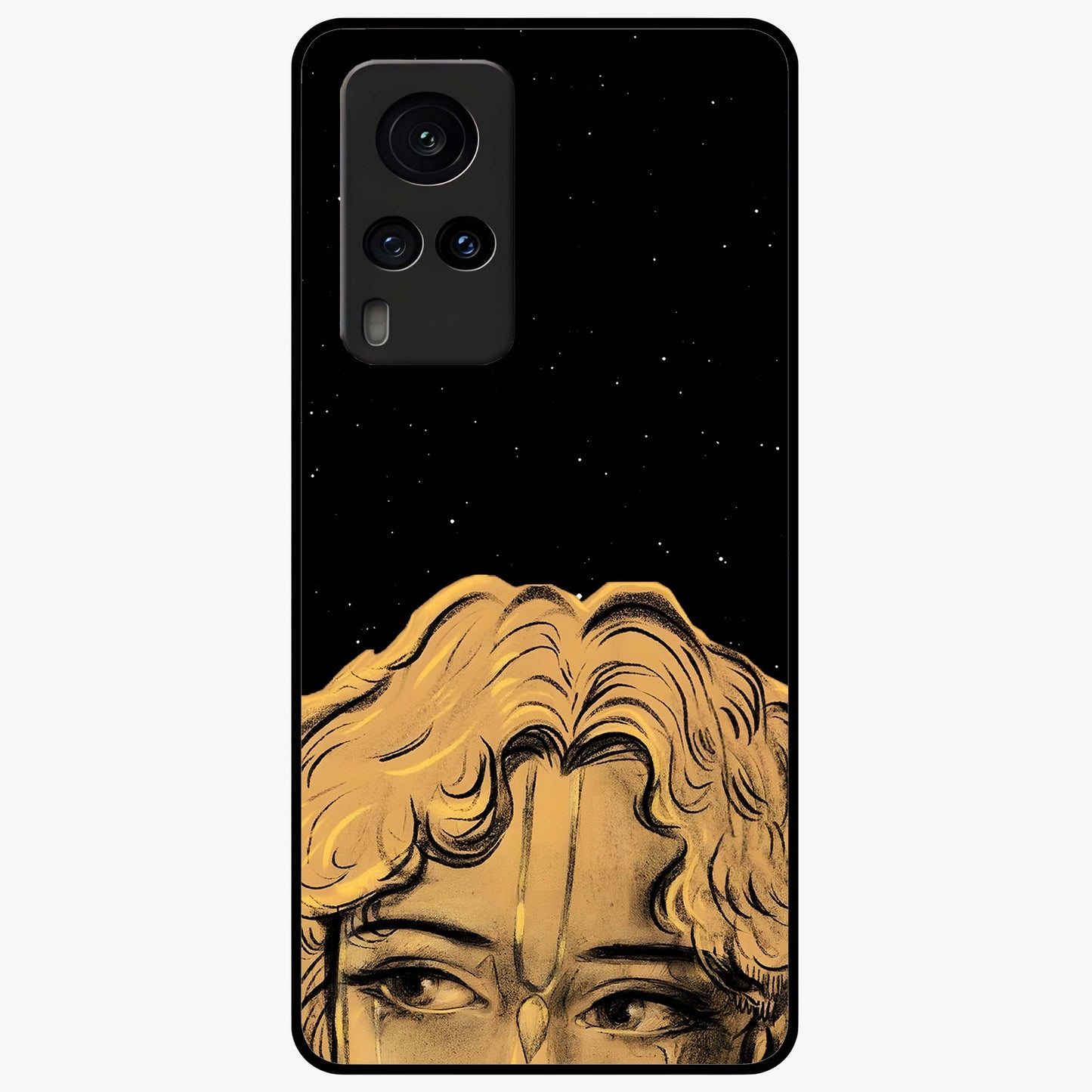 Shri Krishna Art Glass Case showing flat back view with devotional Krishna artwork and glossy glass finish.