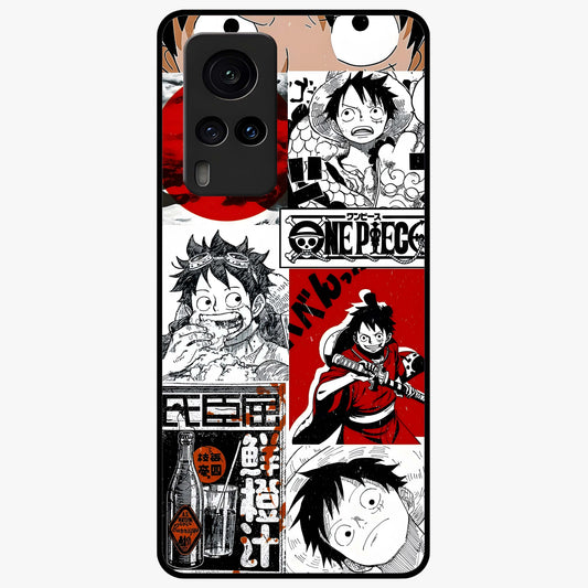 Strawhat Chaos Panels Glass Case showing flat back view with anime inspired chaos panel artwork and glossy glass finish.