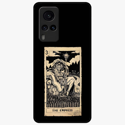 The Empress Glass Case showing flat back view with regal feminine artwork and glossy glass finish.