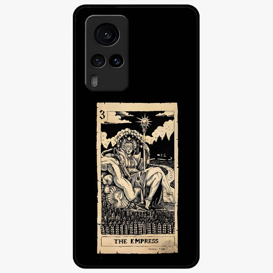 The Empress Glass Case showing flat back view with regal feminine artwork and glossy glass finish.