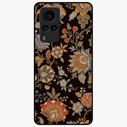 Vintage Floral Dream Glass Case showing flat back view with classic floral artwork and glossy glass finish.