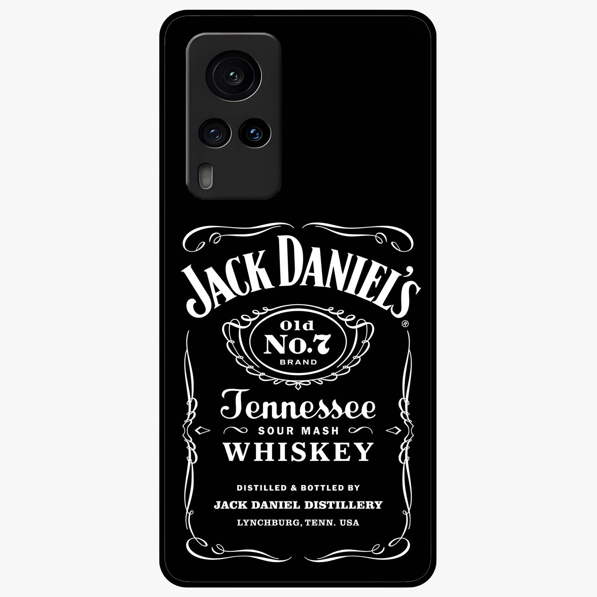 Vintage Whiskey Heritage Glass Case showing flat back view with classic whiskey inspired artwork and glossy glass finish.