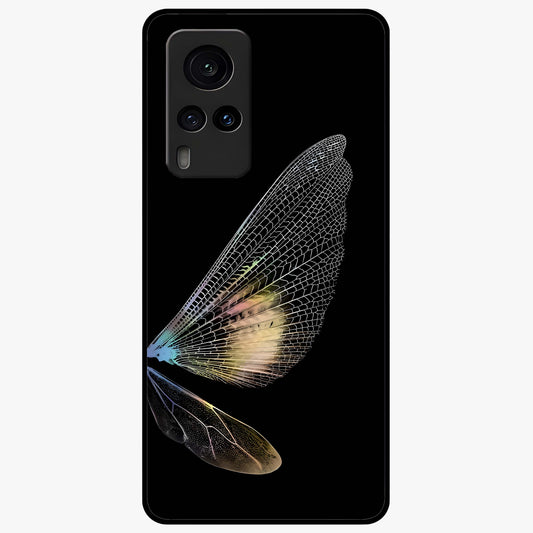 Whispers Of Wings Glass Case showing flat back view with graceful wing inspired artwork and glossy glass finish.