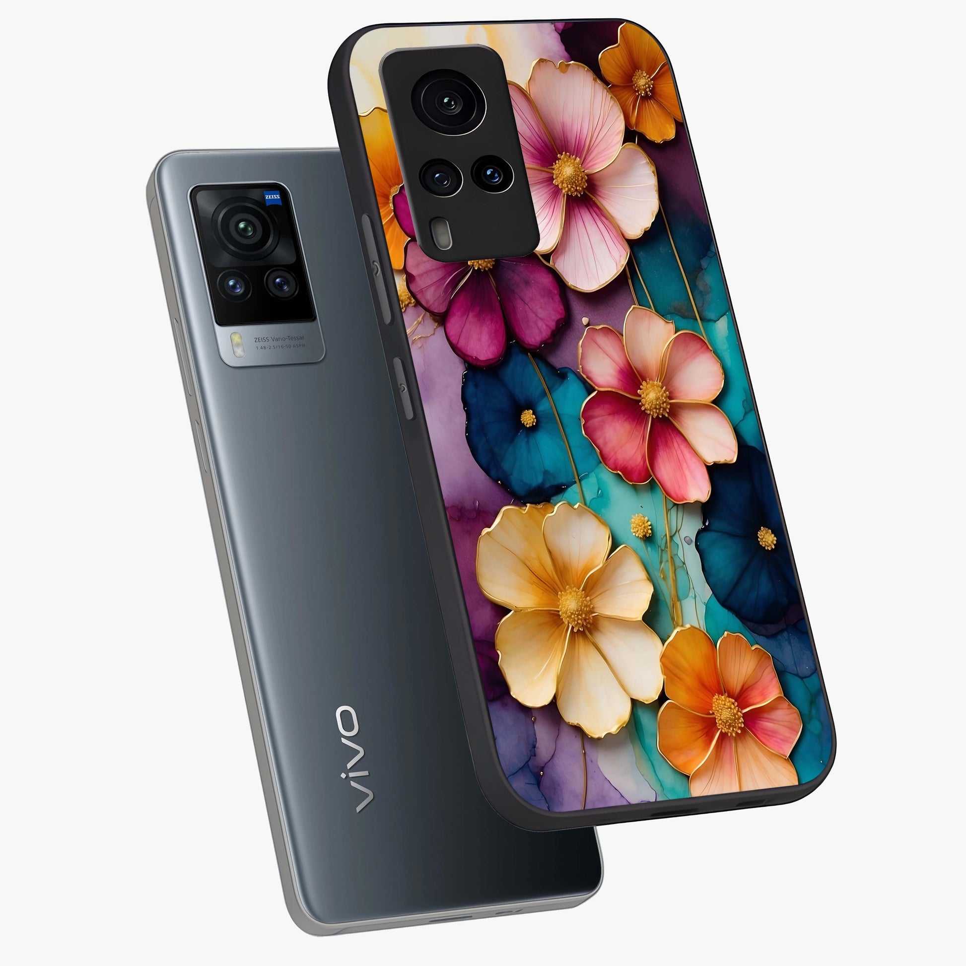 Artlyn Grace Flower Pattern Glass Case displayed in angled mockup highlighting delicate flower pattern design and smooth glass surface.