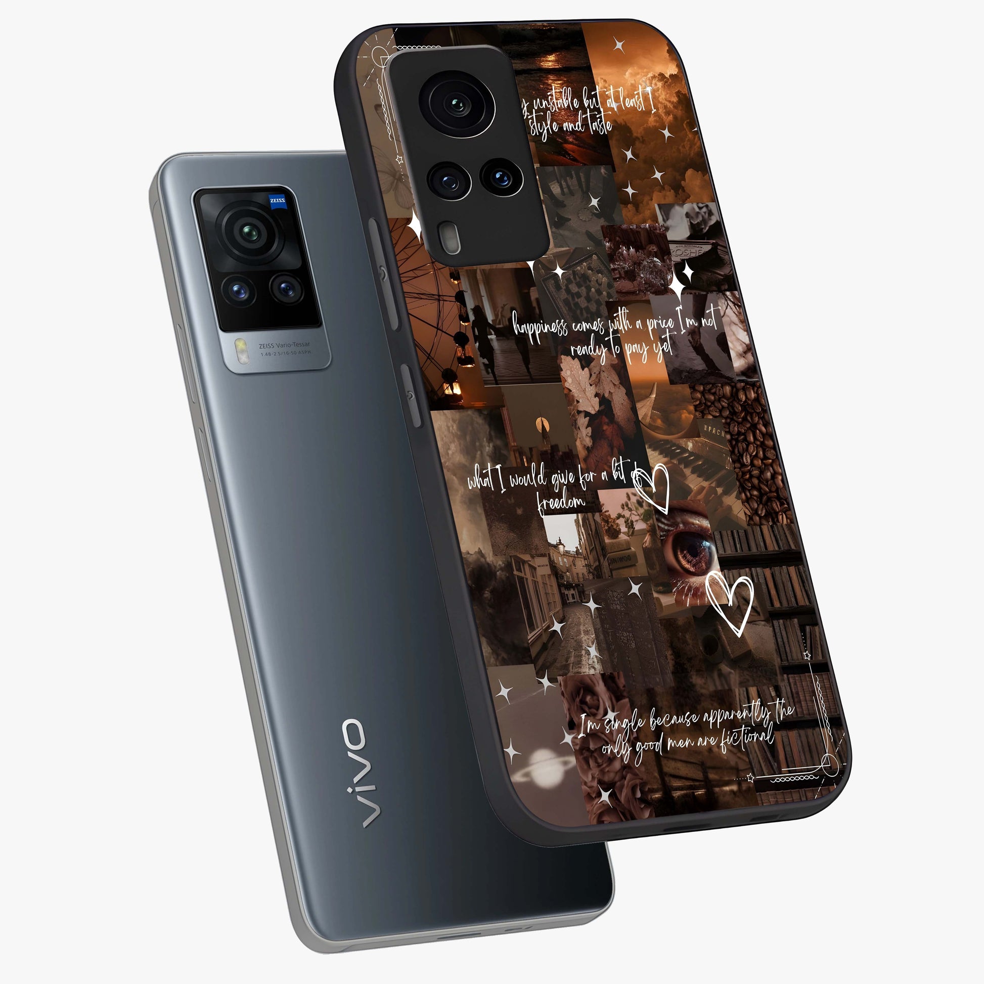 Bittersweet Aesthetic Chaos Glass Case displayed in angled mockup highlighting expressive abstract artwork and edgy aesthetic theme.