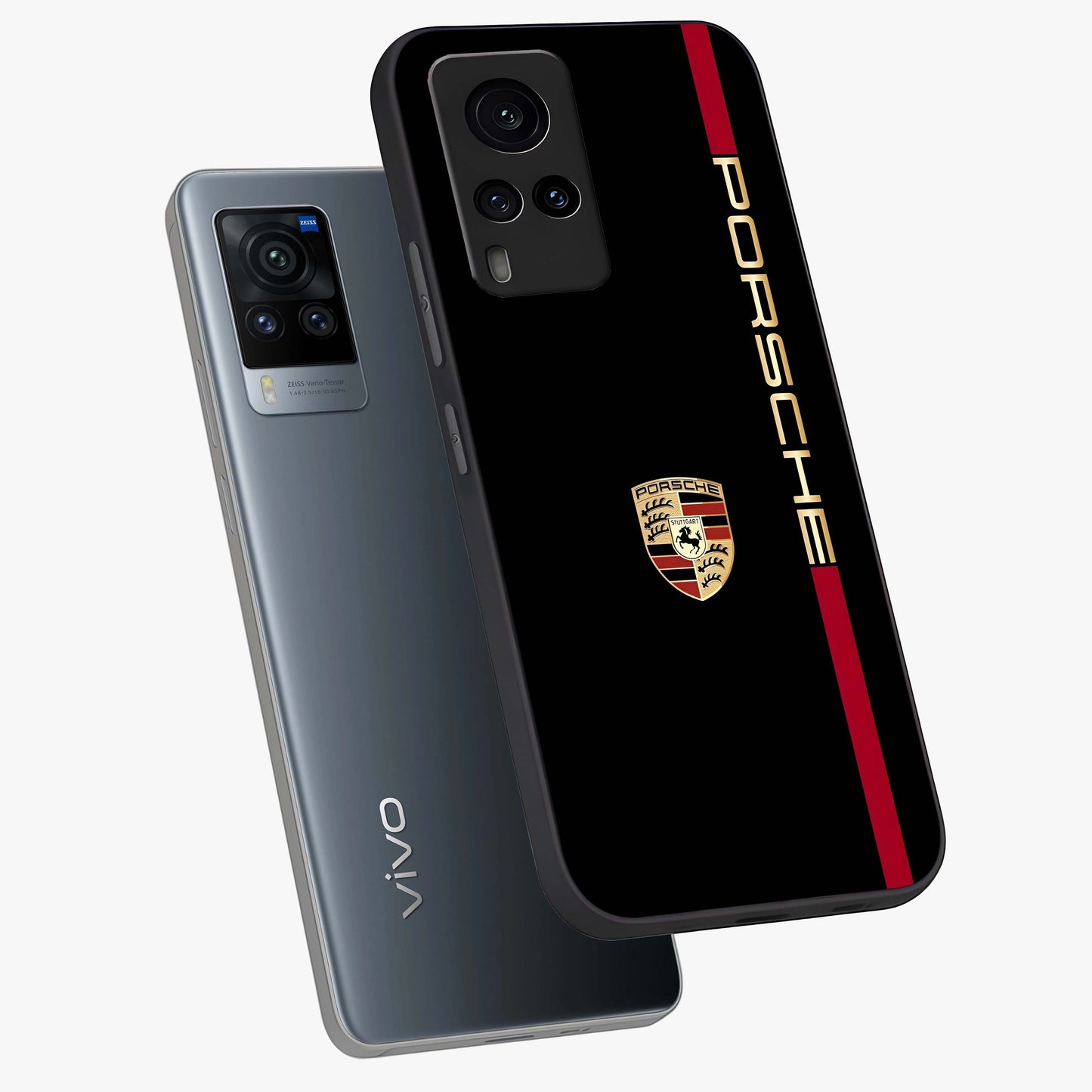 Black Minimal Porsche Glass Case displayed in angled mockup highlighting modern minimal car illustration and clean aesthetic design.