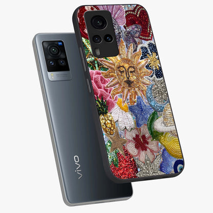 Celestial Floral and Playful Glass Case displayed in angled mockup highlighting playful floral design with dreamy celestial elements.