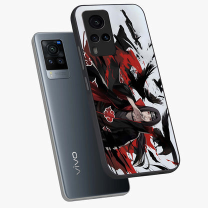 Crimson Crow Illusion Glass Case displayed in angled mockup highlighting mysterious crow graphic with dark aesthetic style.