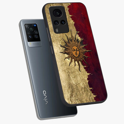 Crimson Sun Majesty Glass Case displayed in angled mockup highlighting majestic crimson sun design with bold aesthetic style.